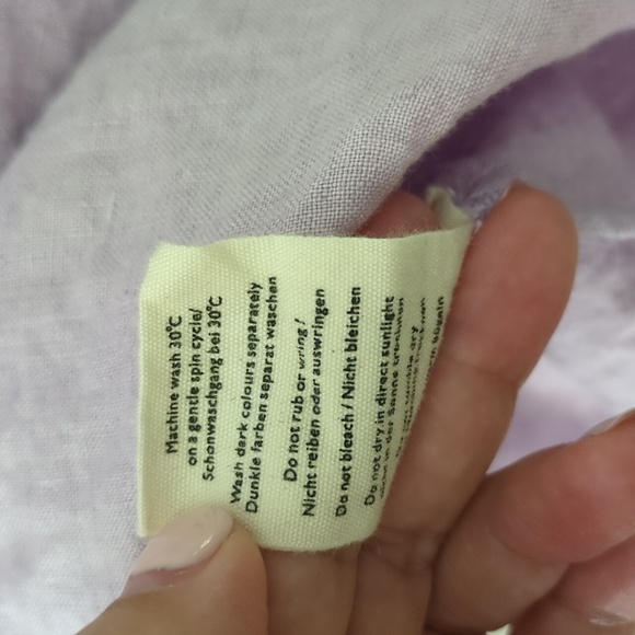 Poetry Minimalist A Shape Linen Lavender Sleeveless V-Neck Dress Sz 12 Pockets - Picture 6 of 7